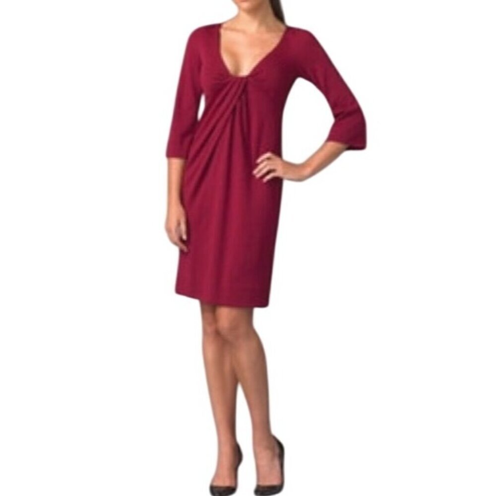 Diane Von Furstenberg Wool Dress Size 8 Red wine Elena Style USA Made jewel tone